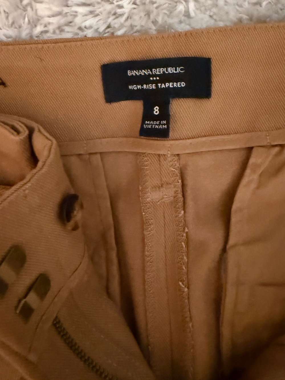 Banana Republic Camel Tapered Pants with Metal Hook Closure